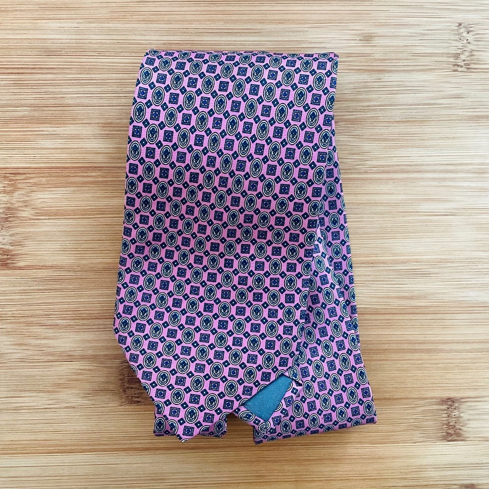 Kenneth Roberts 100% Silk Men's Neck Tie Pink Geometric Classic Career Office